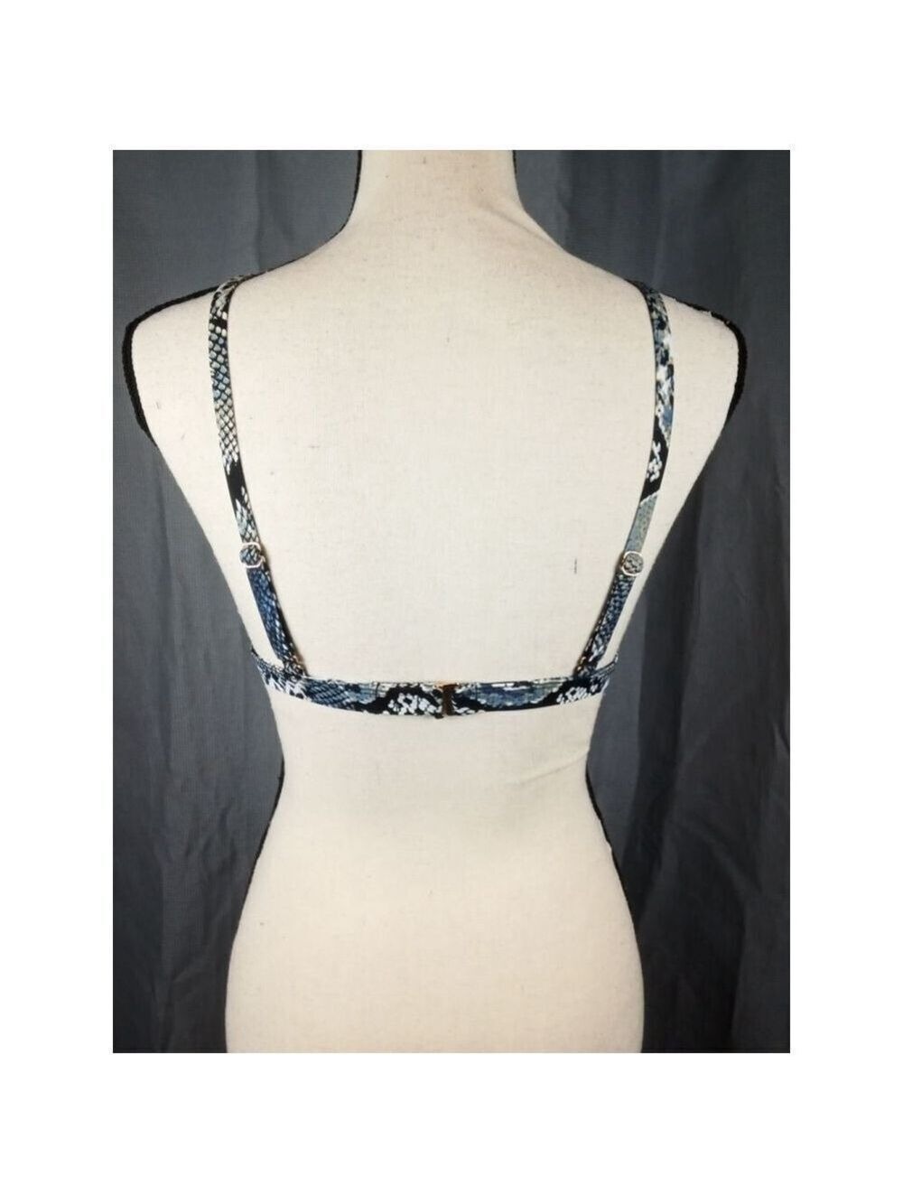 Shade & Shore Bikini Top Size M Blue Snake Print - Picture 3 of 4